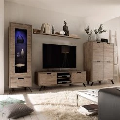 LC Spa Ensemble mural Palma - Imitation chêne - Avec étagère murale -Meubles TV muraux Soldes 1000091521 201029 08190800013 MOOD DETAILS P000000001000091521 mood