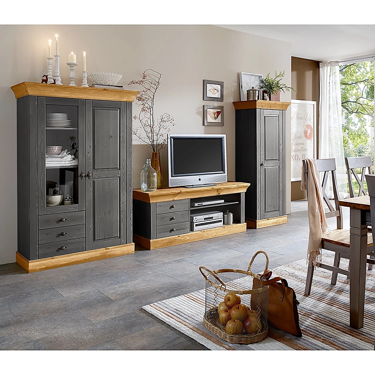 Maison Belfort Meuble TV Bergen - 3 éléments - Pin massif - Epicéa gris / Epicéa lessivé 4 Maison Belfort Meuble TV Bergen - 3 éléments - Pin massif - Epicéa gris / Epicéa lessivé – Image 2
