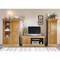 Maison Belfort Meuble TV Bergen - 3 éléments - Pin massif - Epicéa lessivé