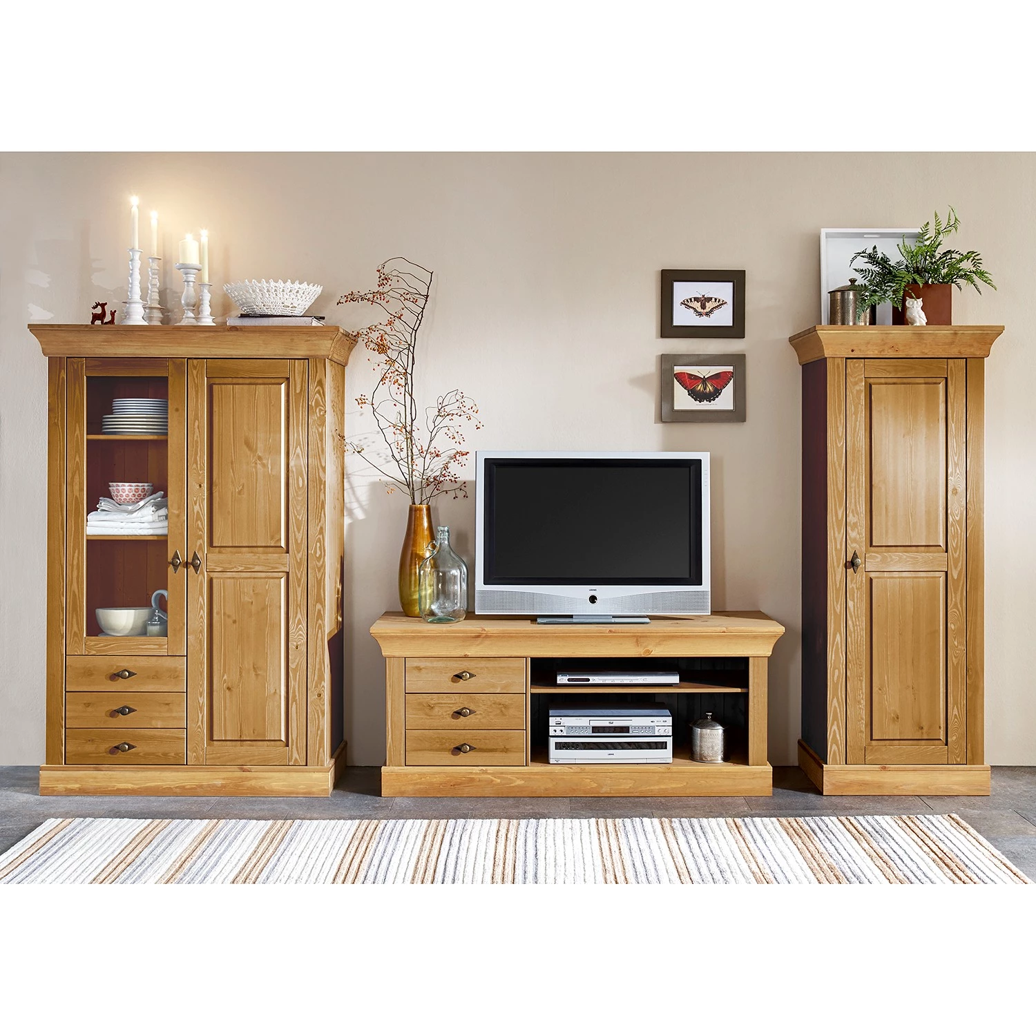 Maison Belfort Meuble TV Bergen - 3 éléments - Pin massif - Epicéa lessivé 3 Maison Belfort Meuble TV Bergen - 3 éléments - Pin massif - Epicéa lessivé