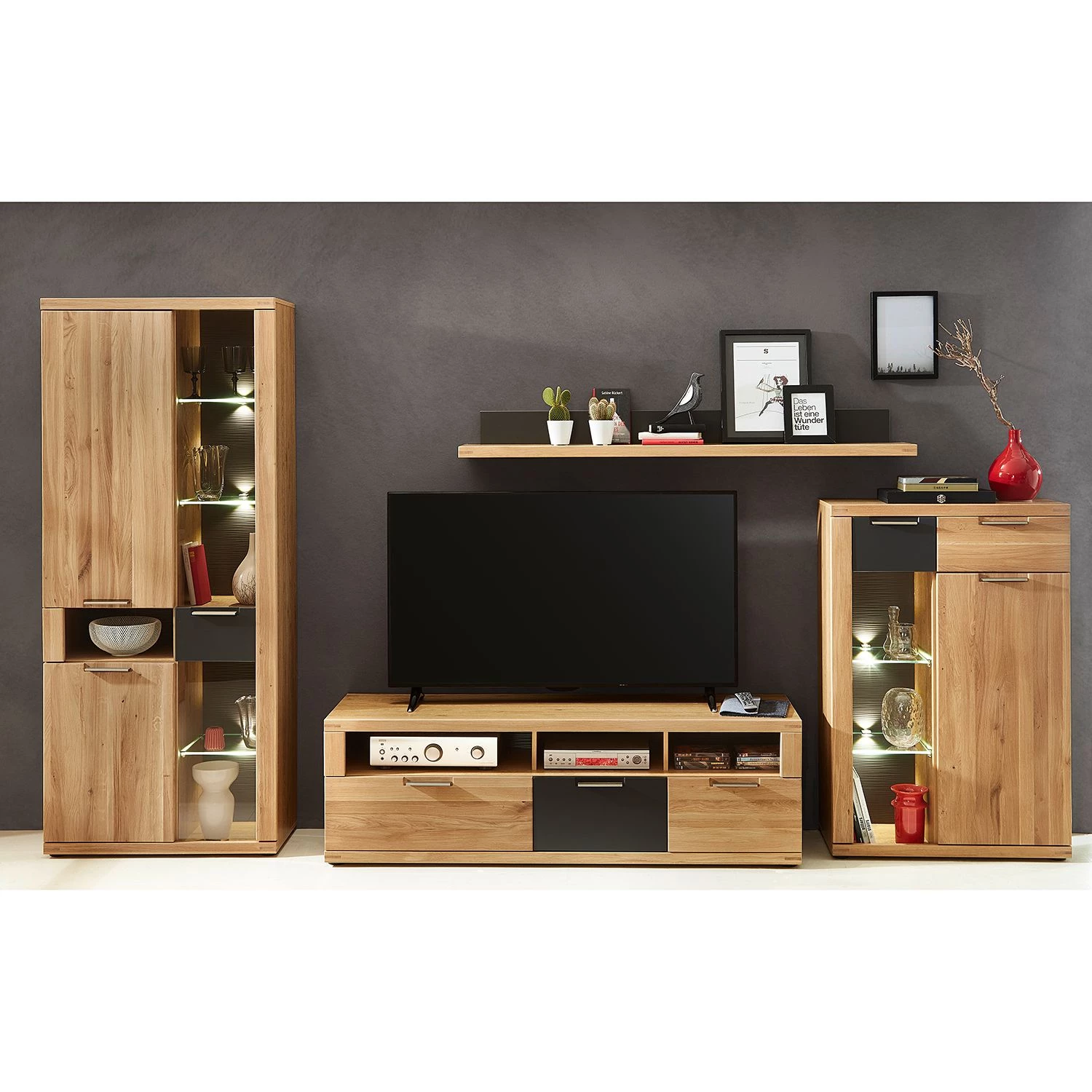 Naturoo Ensemble de meubles Macoun (4 éléments) - Avec éclairage - Partiellement en chêne sauvage massif 3 Naturoo Ensemble de meubles Macoun (4 éléments) - Avec éclairage - Partiellement en chêne sauvage massif