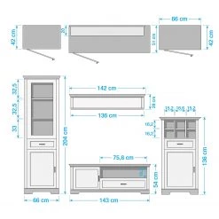 Ridgevalley Ensemble meubles TV Jasmund II (4 élém.) - Imitation pin blanc -Meubles TV muraux Soldes 1000136065 190405 14520600029 GALLERYIMAGES P000000001000136065