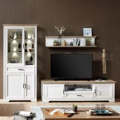 Ridgevalley Ensemble meubles TV Jasmund IV (3 élém.) - Imitation pin blanc