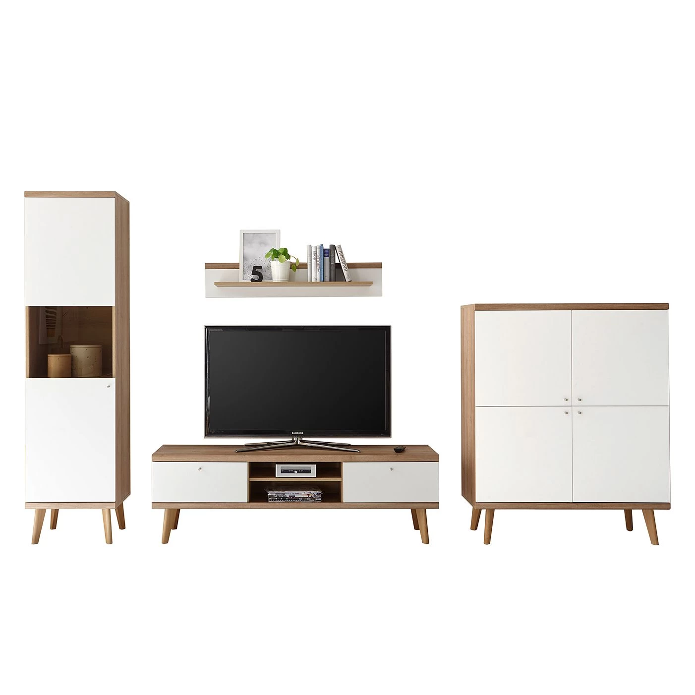 Norrwood Ensemble TV Gyland VII (4 éléments) - Blanc matt / Imitation chêne Riviera 4 Norrwood Ensemble TV Gyland VII (4 éléments) - Blanc matt / Imitation chêne Riviera – Image 2