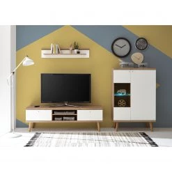 Norrwood Ensemble TV Gyland V (3 éléments) - Blanc matt / Imitation chêne Riviera