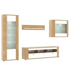 Loftscape Ensemble meubles TV Machado (4 éléments) - Blanc brillant / Imitation chêne Grandson -Meubles TV muraux Soldes 1000171330 190424 07575700074 GALLERYIMAGES P000000001000171330