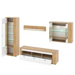 Loftscape Ensemble meubles TV Machado (4 éléments) - Blanc brillant / Imitation chêne Grandson -Meubles TV muraux Soldes 1000171330 190424 07575800075 GALLERYIMAGES P000000001000171330