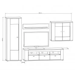 Loftscape Ensemble meubles TV Machado (4 éléments) - Blanc brillant / Imitation chêne Grandson -Meubles TV muraux Soldes 1000171330 190424 07575800080 GALLERYIMAGES P000000001000171330