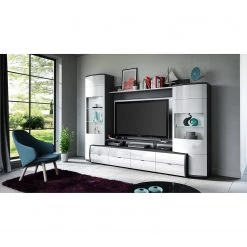 Loftscape Ensemble meubles TV Mury (4 éléments) - Blanc brillant / Anthracite -Meubles TV muraux Soldes 1000171335 190424 07575900115 MOOD GALLERYIMAGES P000000001000171335 mood