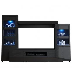 Loftscape Ensemble meubles TV Moitin (4 éléments) - Noir brillant / Noir -Meubles TV muraux Soldes 1000171354 190424 07580400274 GALLERYIMAGES P000000001000171354