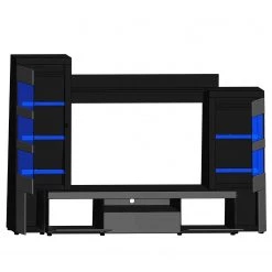 Loftscape Ensemble meubles TV Moitin (4 éléments) - Noir brillant / Noir -Meubles TV muraux Soldes 1000171354 190424 07580400276 GALLERYIMAGES P000000001000171354