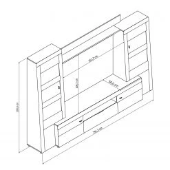Loftscape Ensemble meubles TV Moitin (4 éléments) - Noir brillant / Noir -Meubles TV muraux Soldes 1000171354 190424 07580400283 GALLERYIMAGES P000000001000171354