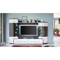 Loftscape Ensemble meubles TV Intento (4 éléments) - Blanc brillant / anthracite -Meubles TV muraux Soldes 1000171358 190424 07580500302 MOOD GALLERYIMAGES P000000001000171358 mood