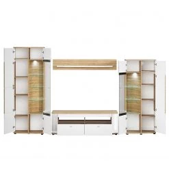 Loftscape Ensemble meubles TV Jaguare (4 éléments) - Blanc brillant / Imitation chêne Ribbeck -Meubles TV muraux Soldes 1000171359 200528 06453100003 DETAILS P000000001000171359