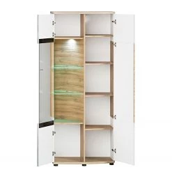 Loftscape Ensemble meubles TV Jaguare (4 éléments) - Blanc brillant / Imitation chêne Ribbeck -Meubles TV muraux Soldes 1000171359 200528 06453800009 DETAILS P000000001000171359