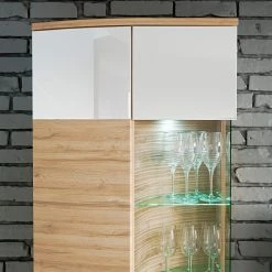 Loftscape Ensemble meubles TV Jaguare (4 éléments) - Blanc brillant / Imitation chêne Ribbeck -Meubles TV muraux Soldes 1000171359 200528 06454100012 DETAILS P000000001000171359