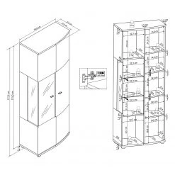 Loftscape Ensemble meubles TV Jaguare (4 éléments) - Blanc brillant / Imitation chêne Ribbeck -Meubles TV muraux Soldes 1000171359 200528 06455200020 SKETCH DETAILS P000000001000171359 sketch