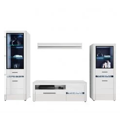 Loftscape Ensemble meubles TV Charnocks I (4 él.) - Blanc brillant / Noir -Meubles TV muraux Soldes 1000171363 190424 07580600338 GALLERYIMAGES P000000001000171363