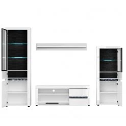 Loftscape Ensemble meubles TV Charnocks I (4 él.) - Blanc brillant / Noir -Meubles TV muraux Soldes 1000171363 190424 07580600339 GALLERYIMAGES P000000001000171363