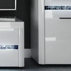 Loftscape Ensemble meubles TV Charnocks I (4 él.) - Blanc brillant / Noir -Meubles TV muraux Soldes 1000171363 190424 07580600340 GALLERYIMAGES P000000001000171363