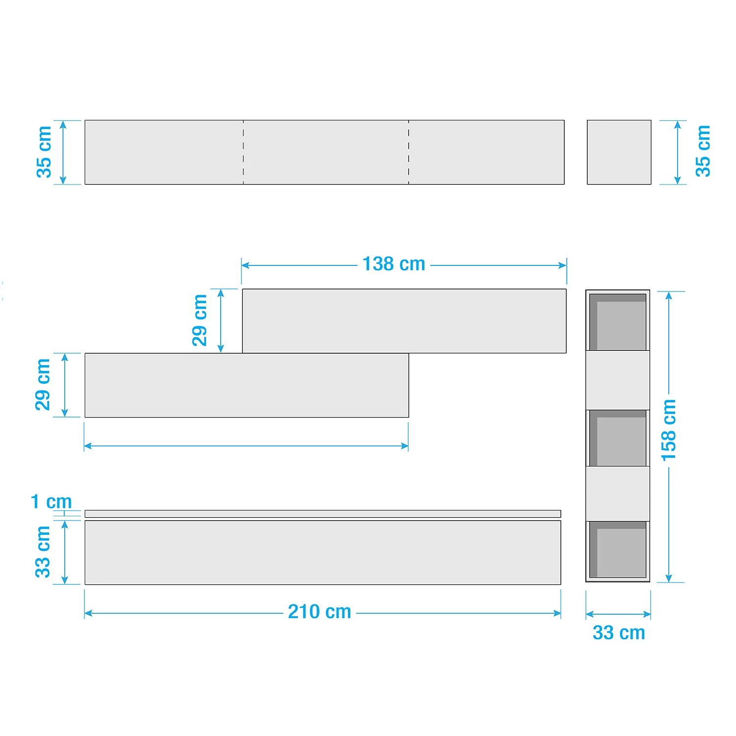 LC Spa Ensemble meubles TV Infinity V (5 élém.) - Blanc / Imitation béton 8 LC Spa Ensemble meubles TV Infinity V (5 élém.) - Blanc / Imitation béton – Image 6