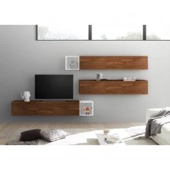 LC Spa Ensemble meubles TV Infinity II (5 él.) - Blanc / Imitation noyer foncé