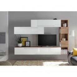 LC Spa Ensemble meubles TV Infinity V (5 élém.) - Blanc / Imitation noyer clair