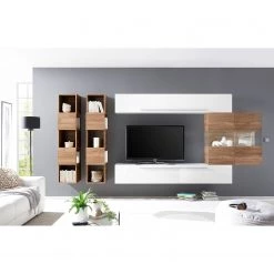 LC Spa Ensemble meubles TV Infinity IX (5 él.) - Blanc / Imitation noyer clair