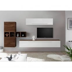 LC Spa Ensemble meubles TV Infinity VI (9 él.) - Blanc / Imitation noyer foncé