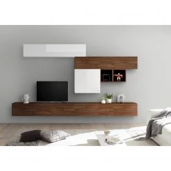 LC Spa Ensemble meubles TV Infinity IV (7 él.) - Blanc / Imitation noyer foncé