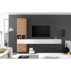 LC Spa Ensemble meubles TV Infinity III (7 él.) - Blanc / Imitation noyer clair