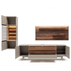 GWINNER Ensemble meubles TV Misano I (3 élém.) - Placage en bois véritable / Verre - Planches de chêne / Gris - Gris Sahara / Poutres en chêne - Avec éclairage -Meubles TV muraux Soldes 1000188654 190926 16594000038 DETAILS P000000001000188654