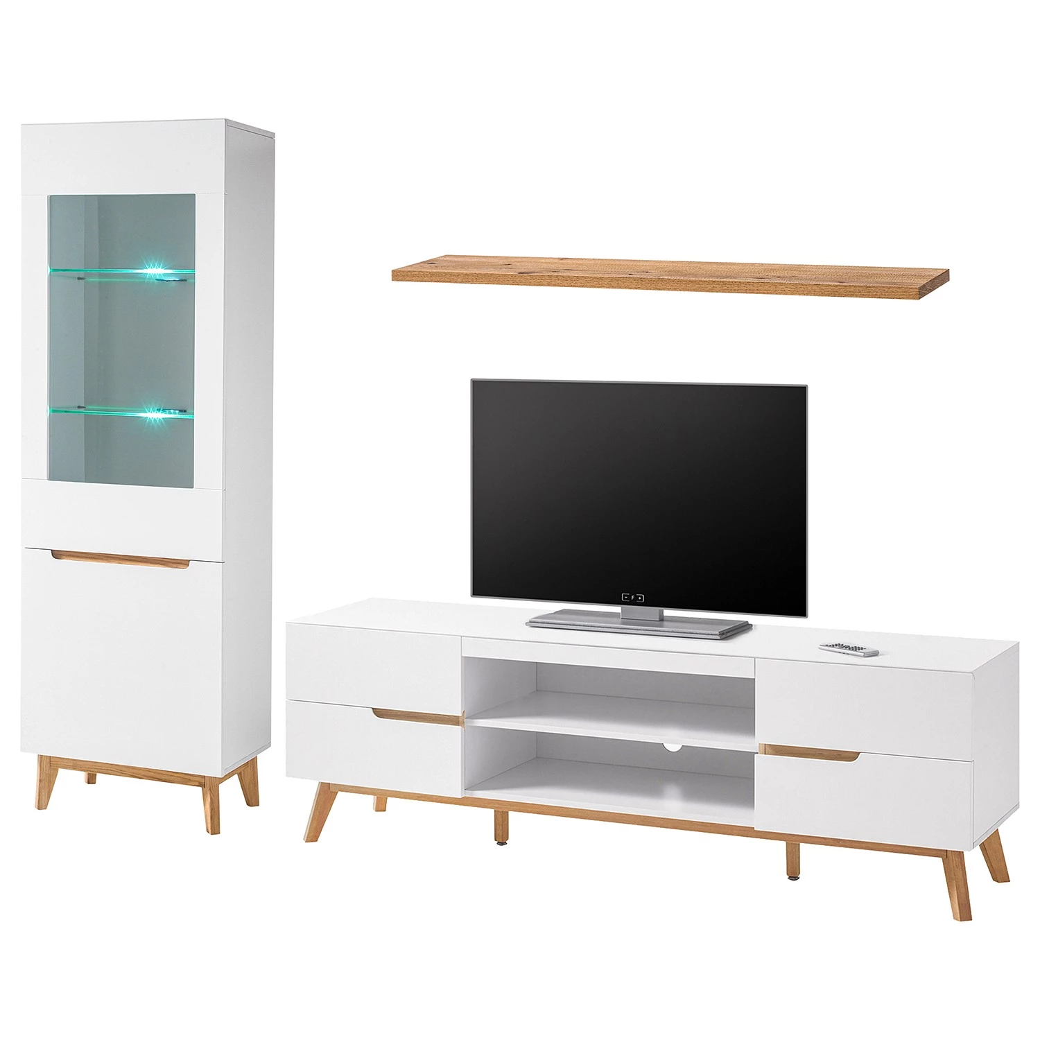 Mørteens Ensemble meubles TV Tenabo II (4 élém.) - Blanc mat / Chêne à nœuds 6 Mørteens Ensemble meubles TV Tenabo II (4 élém.) - Blanc mat / Chêne à nœuds – Image 4