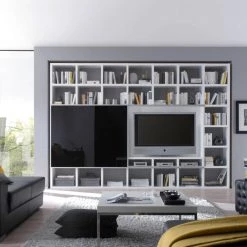 Loftscape Ensemble meuble TV Empire - Blanc brillant / Noir