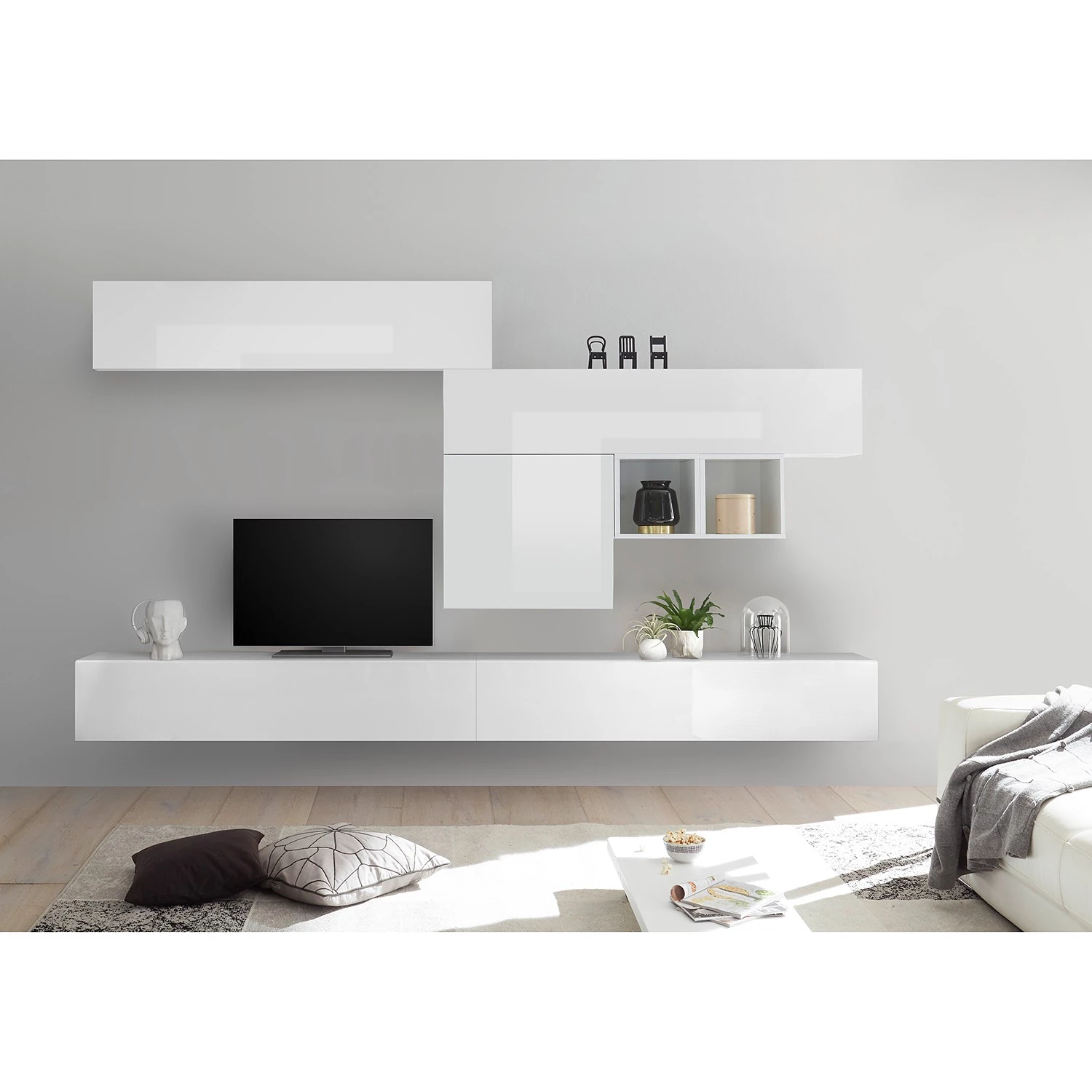 LC Spa Ensemble meubles TV Infinity IV (7 él.) - Blanc brillant 4 LC Spa Ensemble meubles TV Infinity IV (7 él.) - Blanc brillant – Image 2