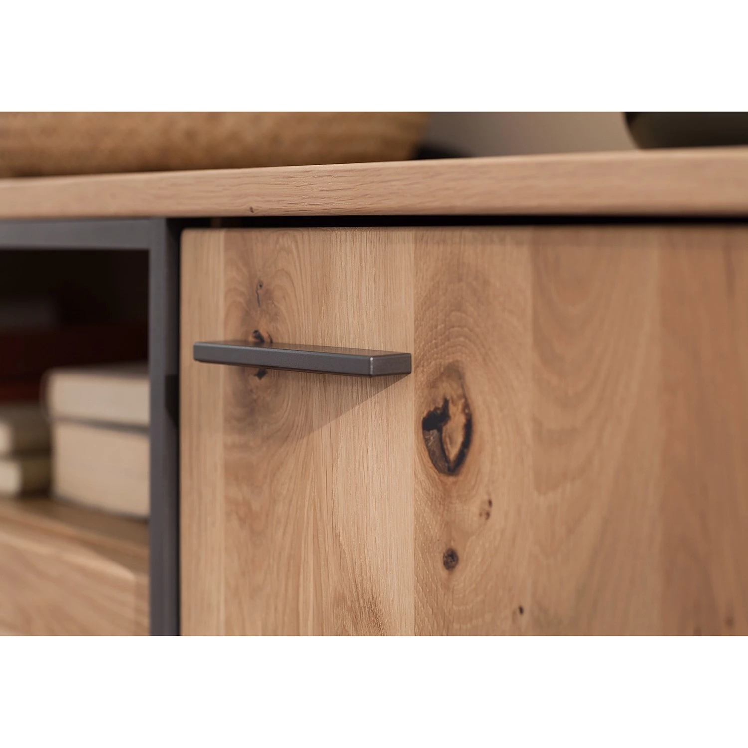 Naturoo Meubles TV muraux Doora II (4 élém.) - Partiellement en chêne à nœuds massif - Chêne à nœuds Bianco / Graphite 6 Naturoo Meubles TV muraux Doora II (4 élém.) - Partiellement en chêne à nœuds massif - Chêne à nœuds Bianco / Graphite – Image 4