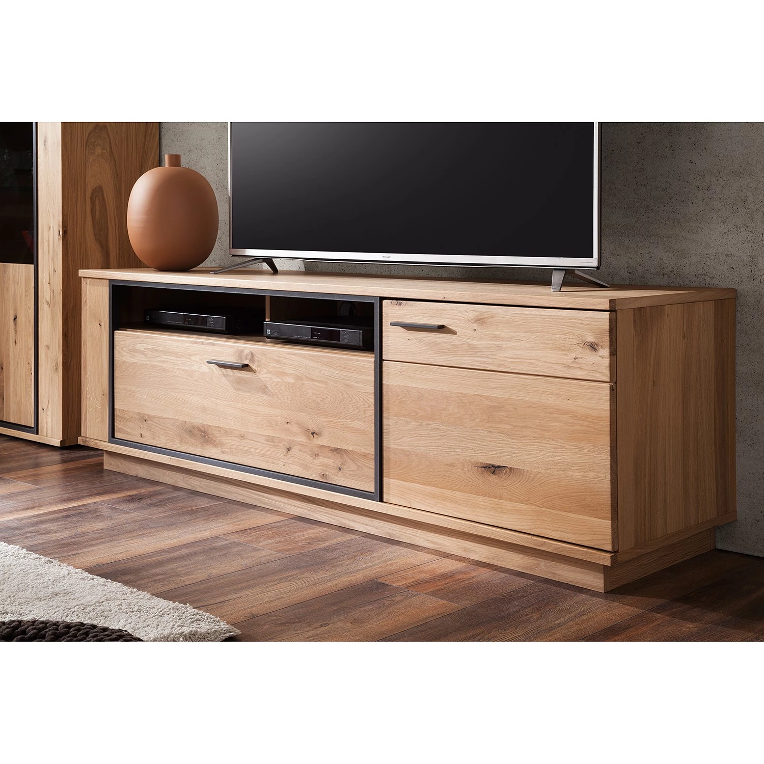 Naturoo Meubles TV muraux Doora III (3 élém.) - Partiellement en chêne à nœuds massif - Chêne à nœuds Bianco / Graphite 5 Naturoo Meubles TV muraux Doora III (3 élém.) - Partiellement en chêne à nœuds massif - Chêne à nœuds Bianco / Graphite – Image 3