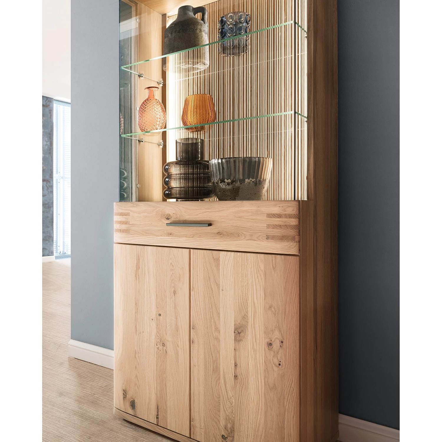 Loftscape Ensemble meubles TV Salvo I (3 élém.) - Partiellement en chêne massif - Planches de chêne Bianco / Gris 7 Loftscape Ensemble meubles TV Salvo I (3 élém.) - Partiellement en chêne massif - Planches de chêne Bianco / Gris – Image 5