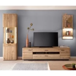 Loftscape Ensemble meubles TV Salvo I (3 élém.) - Partiellement en chêne massif - Planches de chêne Bianco / Gris