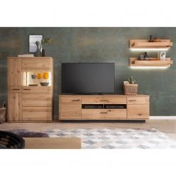 Loftscape Ensemble meubles TV Salvo III (4 Ă©lĂ©m.) - Partiellement en chĂȘne massif - Planches de chĂȘne Bianco / Gris