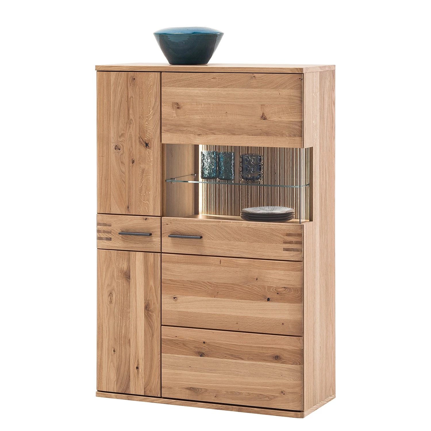 Loftscape Ensemble meubles TV Salvo III (4 élém.) - Partiellement en chêne massif - Planches de chêne Bianco / Gris 7 Loftscape Ensemble meubles TV Salvo III (4 élém.) - Partiellement en chêne massif - Planches de chêne Bianco / Gris – Image 5