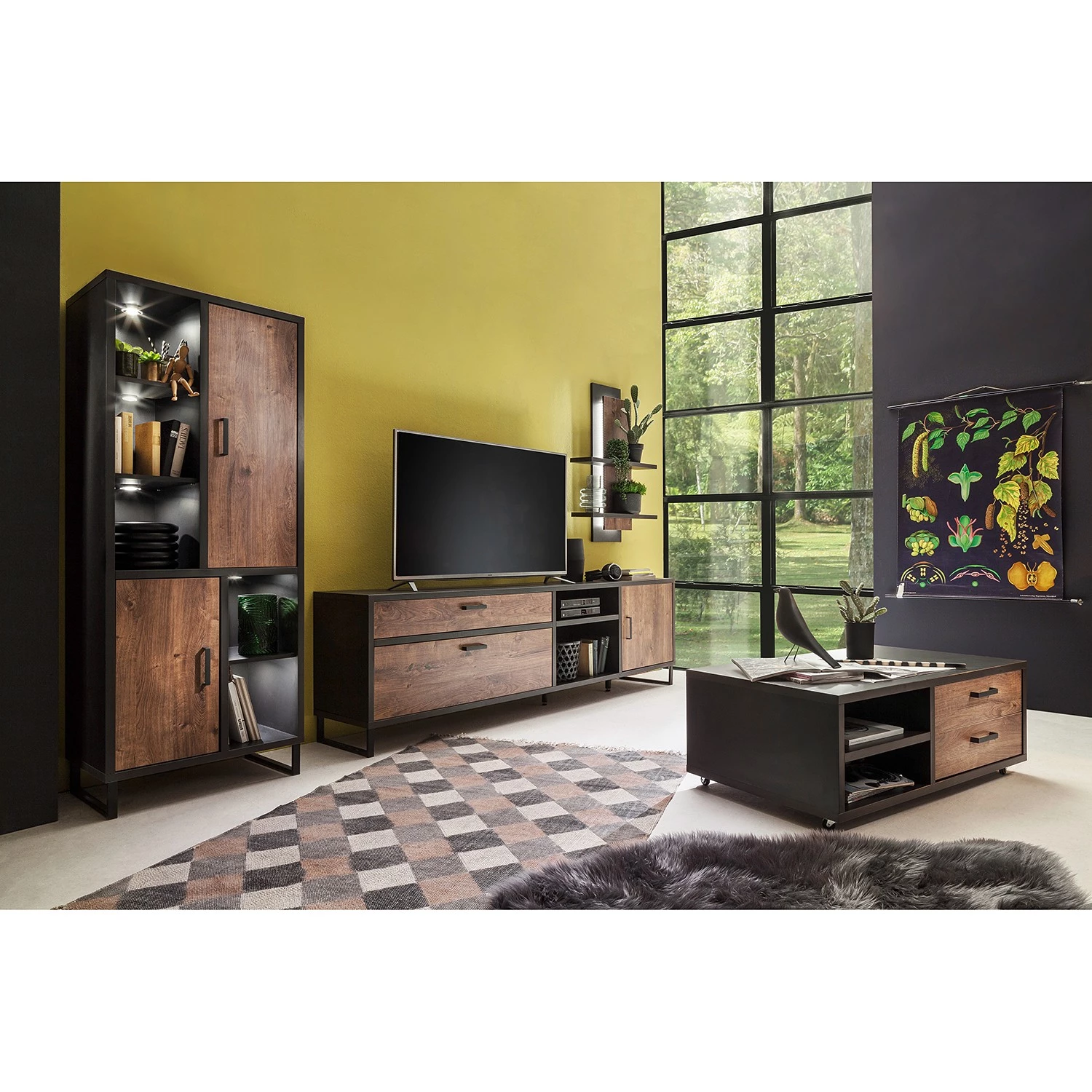 Red Living Ensemble meubles TV Hixson I (3 élém.) - Imitation chêne de tonneau / Noir 5 Red Living Ensemble meubles TV Hixson I (3 élém.) - Imitation chêne de tonneau / Noir – Image 3