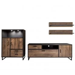 Red Living Ensemble meubles TV Hixson II (4 élém.) - Imitation chêne de tonneau / Noir -Meubles TV muraux Soldes 1000210794 200430 14330200029 DETAILS P000000001000210794