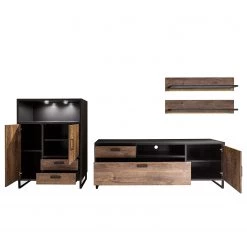 Red Living Ensemble meubles TV Hixson II (4 élém.) - Imitation chêne de tonneau / Noir -Meubles TV muraux Soldes 1000210794 200430 14330300030 DETAILS P000000001000210794