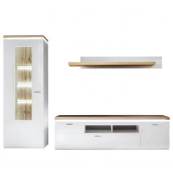 Loftscape Ensemble meubles TV Mundai I (3 élém.) - Avec éclairage  - Blanc / Imitation chêne de Wotan -Meubles TV muraux Soldes 1000210795 200430 14331200040 DETAILS P000000001000210795