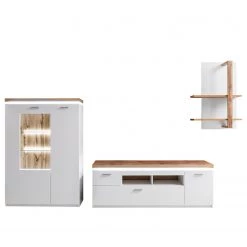 Loftscape Ensemble meubles TV Mundai II (3 élém.) - Avec éclairage  - Blanc / Imitation chêne de Wotan -Meubles TV muraux Soldes 1000210798 200430 14332400053 DETAILS P000000001000210798