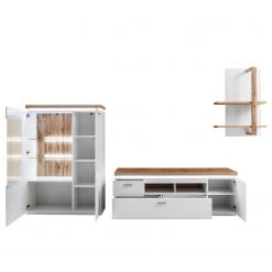 Loftscape Ensemble meubles TV Mundai II (3 élém.) - Avec éclairage  - Blanc / Imitation chêne de Wotan -Meubles TV muraux Soldes 1000210798 200430 14332500054 DETAILS P000000001000210798