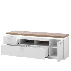 Loftscape Ensemble meubles TV Mundai II (3 élém.) - Avec éclairage  - Blanc / Imitation chêne de Wotan -Meubles TV muraux Soldes 1000210798 200430 14333000060 DETAILS P000000001000210798