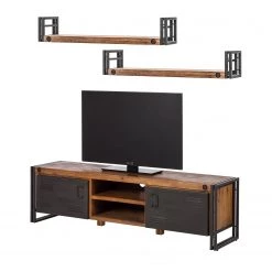 Ars manufacti Meubles TV Manchester III (3 éléments) - Acacia massif / Métal - Acacia / Anthracite