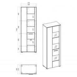 Loftscape Ensemble meubles TV Cely I (4 éléments) - Blanc brillant / Blanc mat -Meubles TV muraux Soldes 1000214312 200527 07015100160 SKETCH DETAILS P000000001000214312 sketch